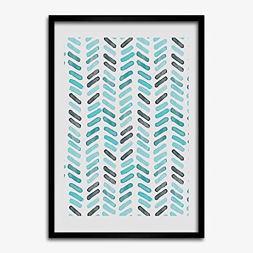 Cadre en bois MDF motif chevron bleu Tulup pour affiche moderne 50x70 cm