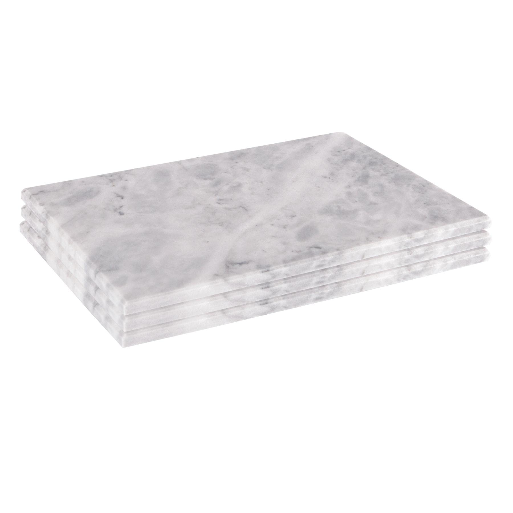 Argon Tableware Rectangle Marble Chopping Boards - 30 x 20cm - Pack of 3 - White Cutting Board Solid Worktop Protector Mat Serving Platter for Slicing Vegetables, Cutting Meat, Meal Preparation