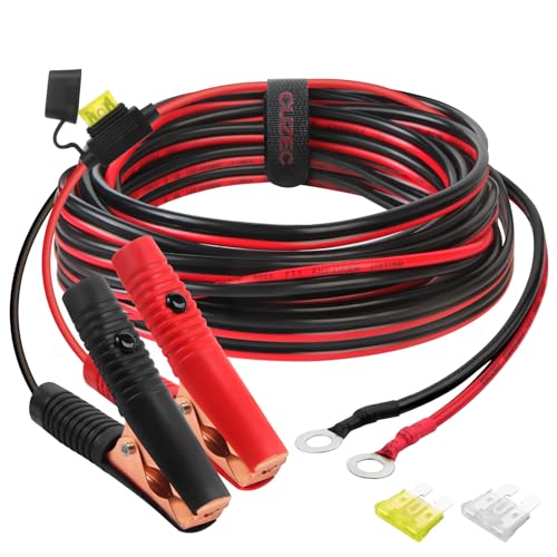 CUZEC 14FT/4.27m 14 AWG Extension Cord Eyelet Terminal with Battery Clamp 12V/ 24V Battery Clip-On...