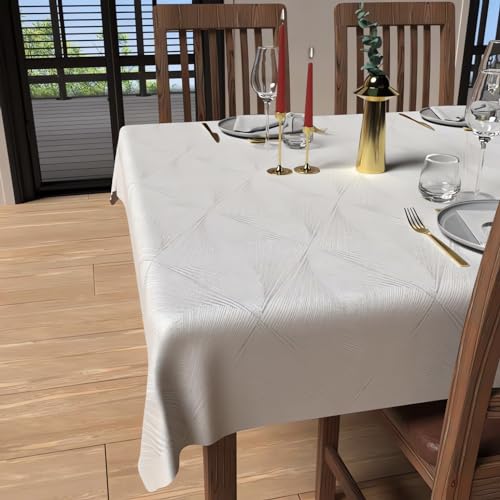 Soleil d'ocre, Luxury Nappe Rectangle Anti-tâches 150x300 cm, Polyester, Blanc