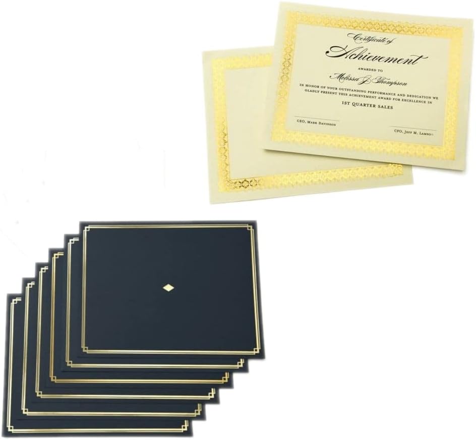 Certificate Kit, 60 Black Certificate Holders and 60 Gold Foil Certificate Papers, Gold Foil Certificates and Black Certificate Holders Kit (54514)