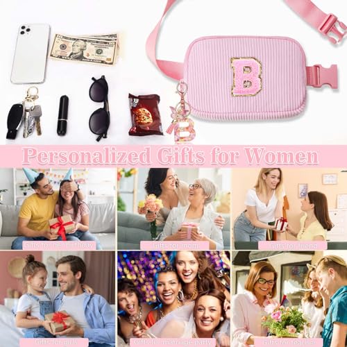 Image of Birthday Gifts for Teenager Girls Kids - Personalized Belt Bag for Girls Women Fashion Waist Packs Trendy Travel Fanny Pack Crossbody Bags with with Initial Letter Patch Cute Stuff S