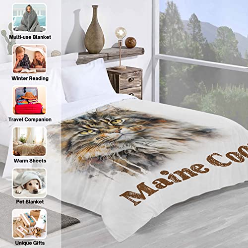 Domgoge Maine Coon Cat Blanket for Women Girls Maine Coon Cat Gifts Throw Blankets for Cat Lover Maine Coon Cat Print Blankets 130cm x 152cm - Image 4
