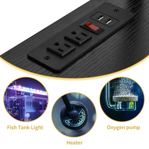 image for DWVO 55-75 Gallon Aquarium Stand with Power Outlets & LED Light, Displ