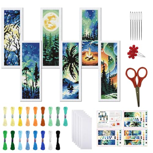 FREEBLOSS Kit de Marque Pages au Point de Croix pour Adultes Débutants Kit de Broderie au Point de...