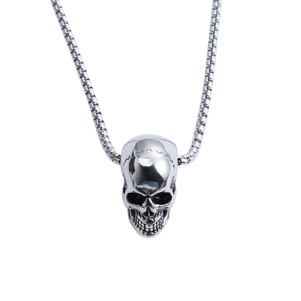 1pc Skull Necklace Titanium Steel Pendant Retro Gothic Design Unique Present for Halloween Special Occasions Lightweight