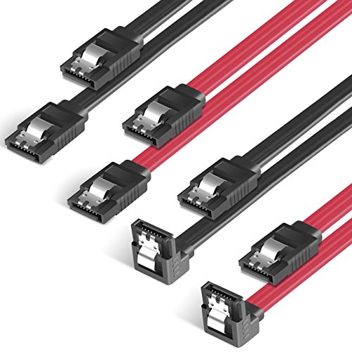 Inateck pacco 4 x cavi, cavo SATA III 6 Gbps 48cm con angolo 90°, presa diritta per SSD, HDD, scheda madre PC, Recorders, lettori CD-ROM. Blu-ray, DVD Drive SATA,SA04001