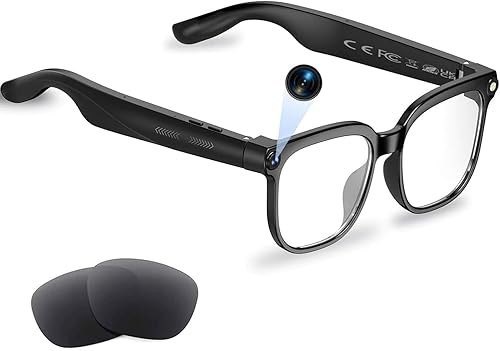 Lentes inteligentes AI con cámara y audio, gafas de cámara HD de 8 MP para hombres y mujeres, gafas de sol de grabación de video 1080P, traducción