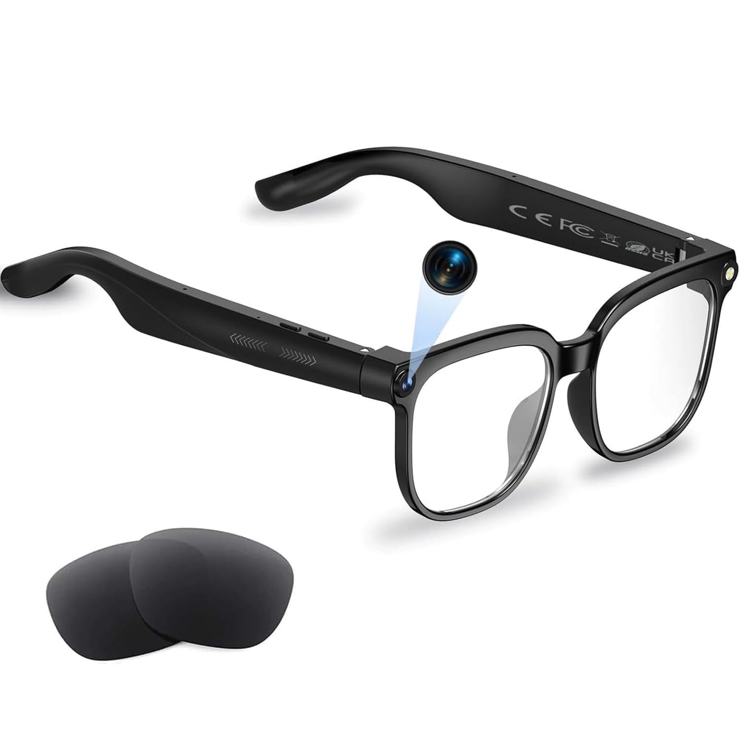 AI Smart Glasses with Camera and Audio 8MP HD Camera Glasses for Men Women 1080P Video Recording Sunglasses