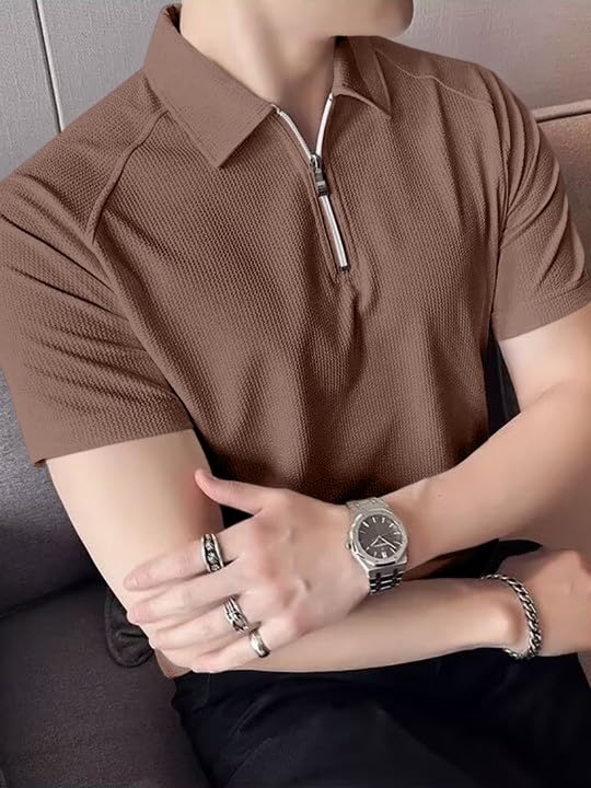 Image of GRECIILOOKS Tshirt for Man | T Shirt for Mans | Mens Tshirts | Polo T- Shirt for Mens | Half Sleeve Polo Neck Tshirt for Men (Available in Plus Sizes)