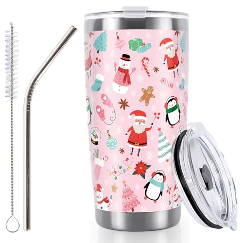 Whaline Pink Christmas Tumbler Stainless Steel Cartoon...