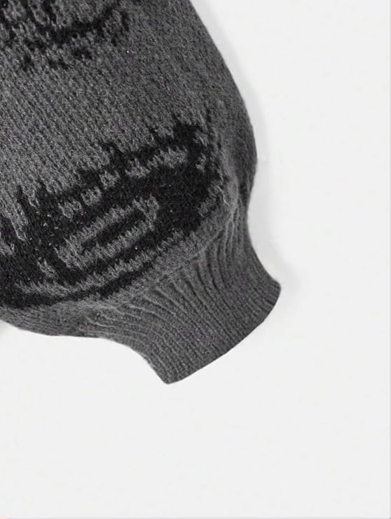 Oversized Crewneck Long Sleeve Sweaters Fashion Goth Grunge Punk Halloween Pattern 2025 Winter Sweater Pullover Tops - Image 4