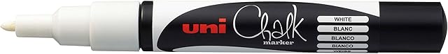 uni-ball - Chalk Marker PWE-3MS, Fine Bullet Tip, White