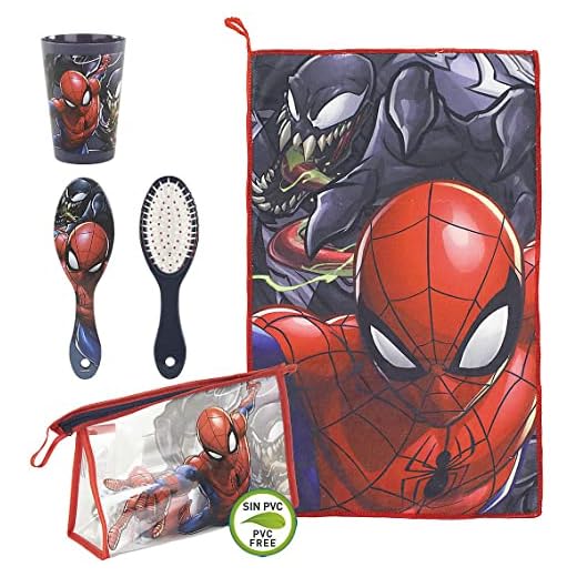 CERDÁ LIFE'S LITTLE MOMENTS, Neceser Infantil Completo de Spiderman-Licencia Oficial Marvel para Niños, Rojo, Especialmente Recomendado 2 a 8 años