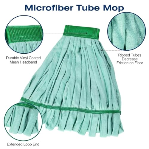 Image of Matthew Cleaning Microfiber Tube Mop(Large,Green,3Pack) Heavy Duty Mop Head Replacement,Excellent Absorbency,Premium launderability,Reusable,Loop end for Home,Commercial&Industrial Use