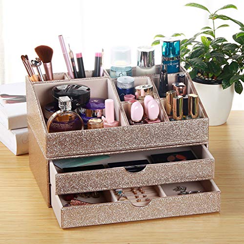 Preisvergleich Produktbild YINHUAN Aufbewahrungsbox wasserdicht kosmetische Aufbewahrungsbox umweltfreundlich Make-up-Pinsel-Box große kapazität Make-up-Pinsel-Halter Leder SA-51 (Gold)