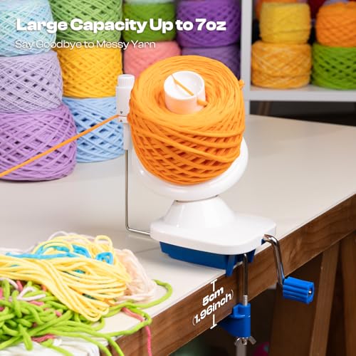 Image of Caydo Manual Yarn Winder with Tension Spring for Tight Winding 4-7oz Cake | Portable Compact Lightweight Design, Easy to Use & Carry Anywhere, Great Craft Helper for Crochet & Knitting Lovers Blue