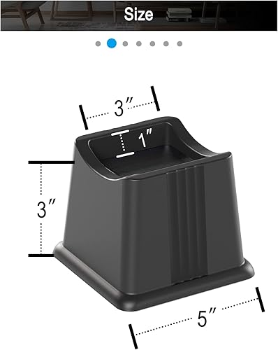 Miniatura 5 de ZTON Elevadores para muebles de cama, elevadores de 3 pulgadas de altura, resistentes tanto para postes como ruedas de muebles, sofá, cama, silla,