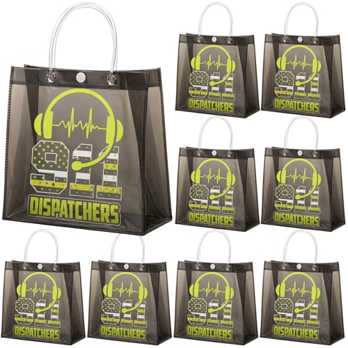 FunooFuno 20 Pcs 911 Dispatcher Appreciation Gift Bags with Handles 911 Week Clear PVC Bags Dispatcher Waterproof Reusable Plastic Gifts for Appreciation First Responder Emergency Worker by FunooFuno - Used condition - US$11.83