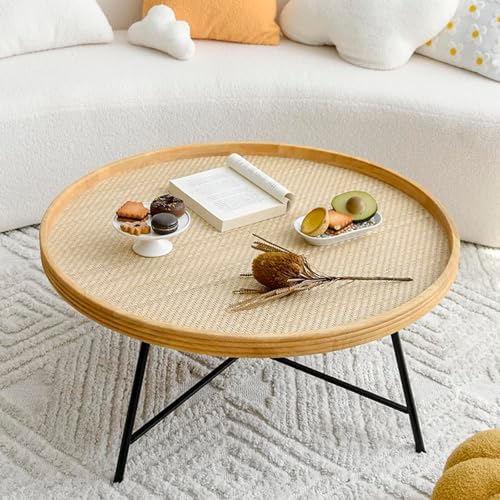 Cagnolier Couchtisch, Rattan Wohnzimmertisch, moderner Couchtisch rund...