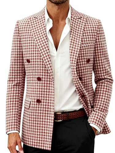 Men's Houndstooth Slim Fit Suit Jacket