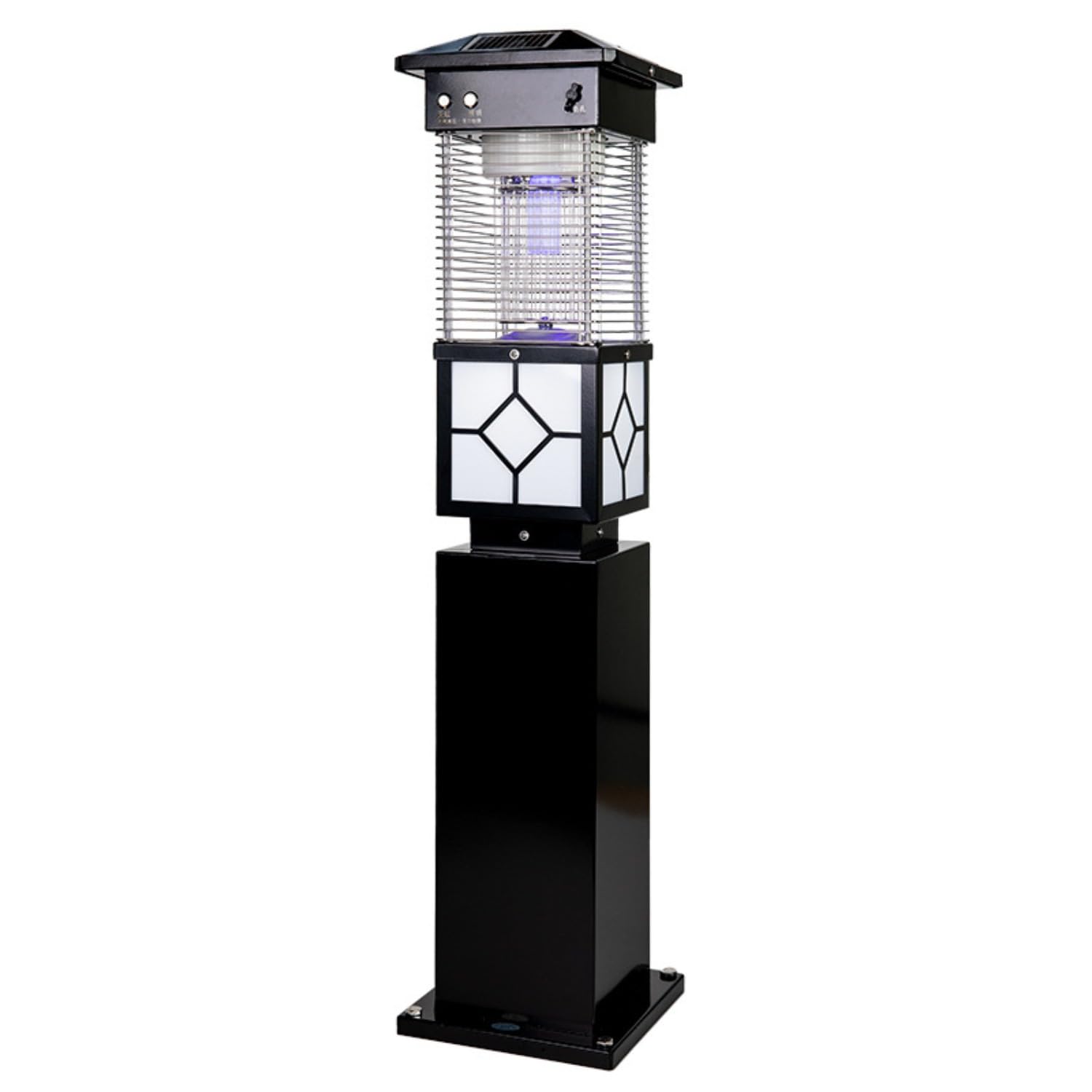 Tueur de moustiques solaire d'extérieur – Fonctionne avec lumière UV – Répulsif antiparasitaire imperméable pour terrasse, jardin, parc, communauté – Contrôle efficace des moustiques et des insectes