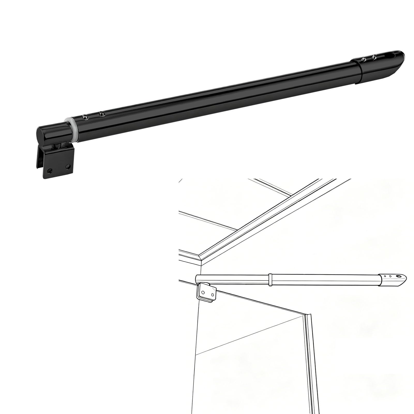 Barra de soporte telescópica para mampara de ducha de 100-120cm, varilla de vidrio negro 1