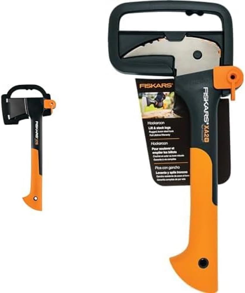 Fiskars Wood Prep Set: X7 Hatchet and 12-Inch Hookaroon – Essential Tools for Firewood, Wood Splitting, Logging, and Outdoor Projects