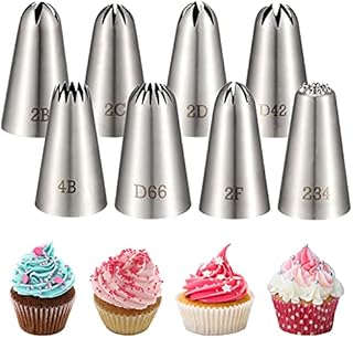 Fanshiontide 8 Pack Large Piping Tips, Seamless Stainless Steel Icing Piping Nozzle Tip Set for Cupcake Cookie Cake Decorating