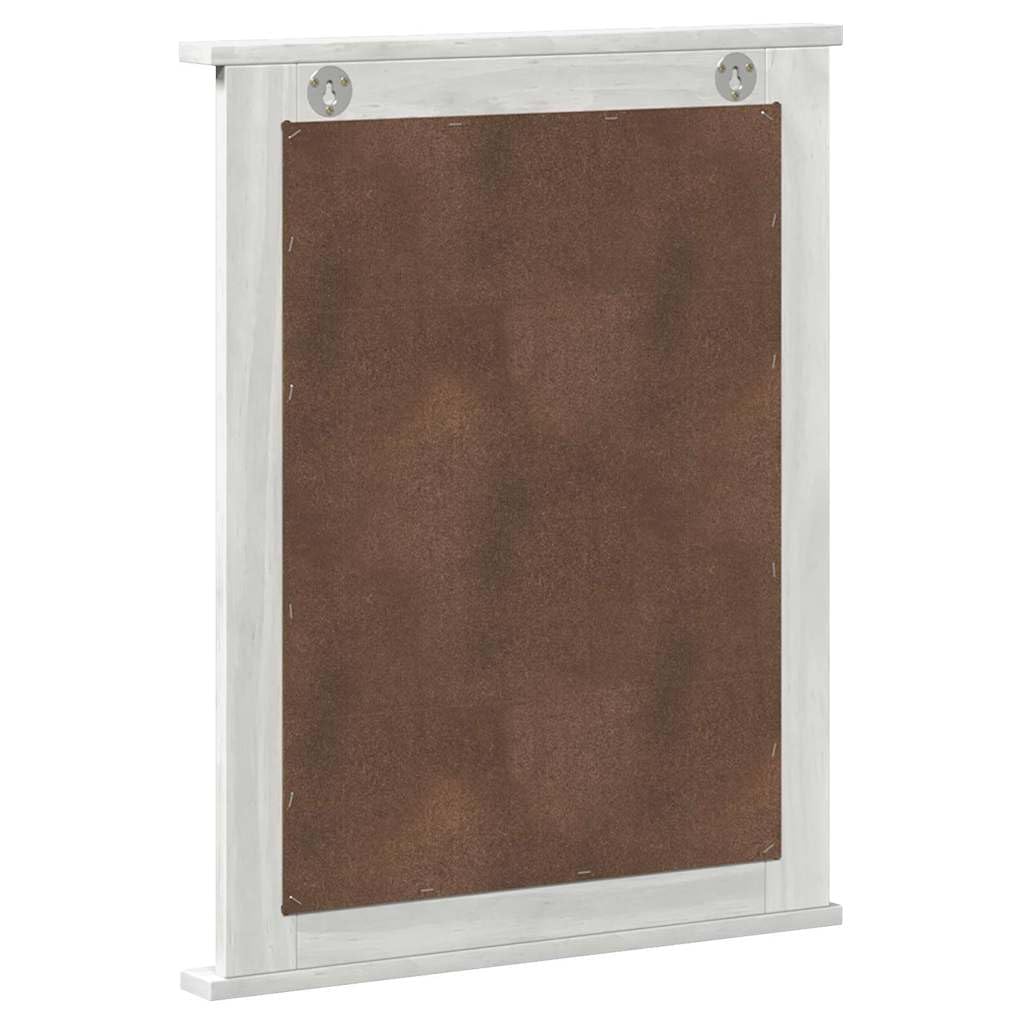 VIGO - Specchio da parete rettangolare in legno massiccio di pino massiccio, bianco, anticato, 55,5 x 5 x 70 cm, con maniglie in metallo, per corridoio, camera da letto, soggiorno, decorazione