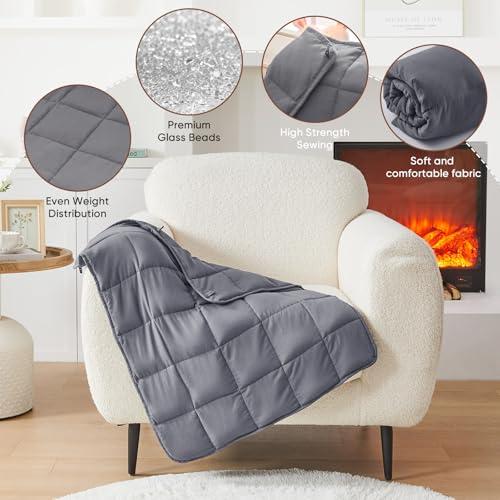 Image of Weighted Lap Blanket for Adults 5lbs, 29 inchx33 inch Cooling Heavy Throw Blanket, Portable Travel Weighted Blankets, Soft Small Blankets Gift for Sleeping, Grey