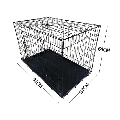 Dog Crate Large Size Dog Puppy Pet Cage with 2 Doors (Front & Side), Dog Crate with Removal Tray,Folding Metal Pet Dog Puppy Training Cage Crate for Dogs (Large 36") - Image 2