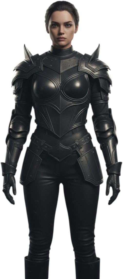 Medieval Knight Lady Armor Costume-Brave Lady Cuirass with Tasset-Female Shoulder Armor Pauldron Set for LARP, Cosplay Event's & Reenactment-Halloween & Theator Act Costume Black Antique
