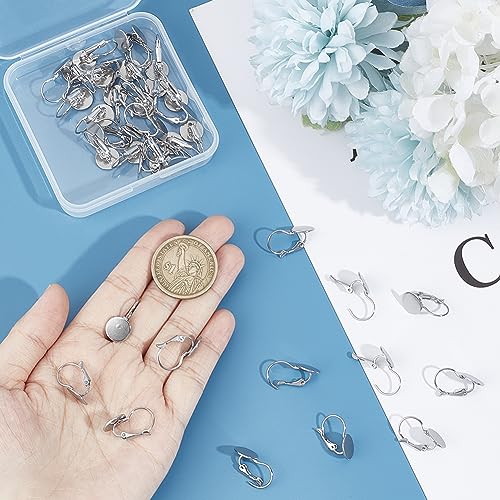 UNICRAFTALE 40Pcs Stainless Steel Leverback Earring Findings Flat Round Blank Earring Cabochons Earring Bezel Tray Hoop Earring Accessories for Leverback Earrings Dangle Jewelry Making - Image 4