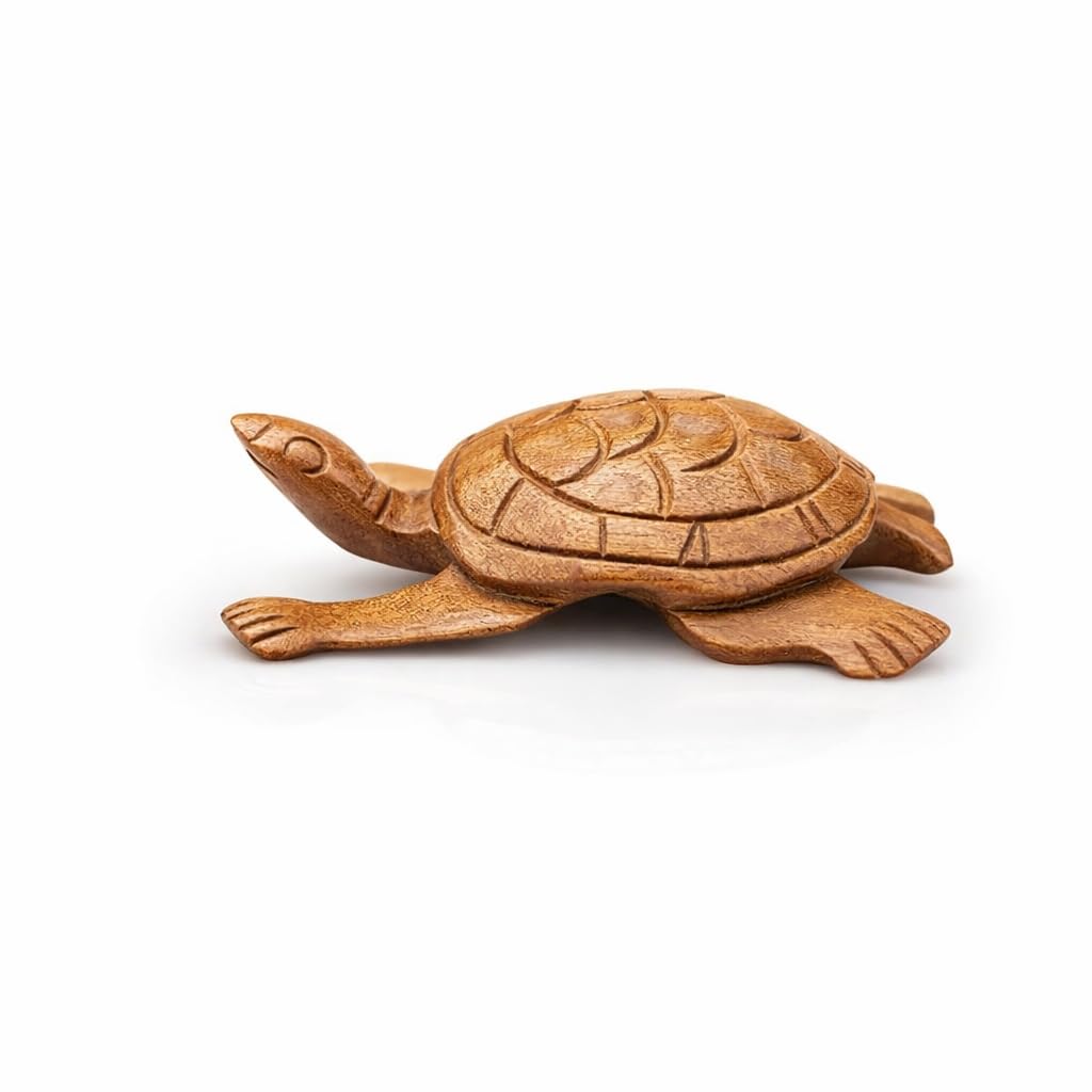 DECORIVA™ Natural Original Sandalwood Tortoise Idol Statue Wooden Carving Spiritual Chandan Feng Shui Turtle Showpiece Combo Figurine for Vastu Home Décor - Combo