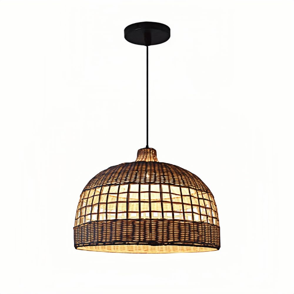 Lámpara de araña de altura ajustable, de ratán tejido a mano, colgante para salón de té, estilo rústico, para dormitorio, sala de estar, iluminación pastoral para restaurante, pantalla de materiales