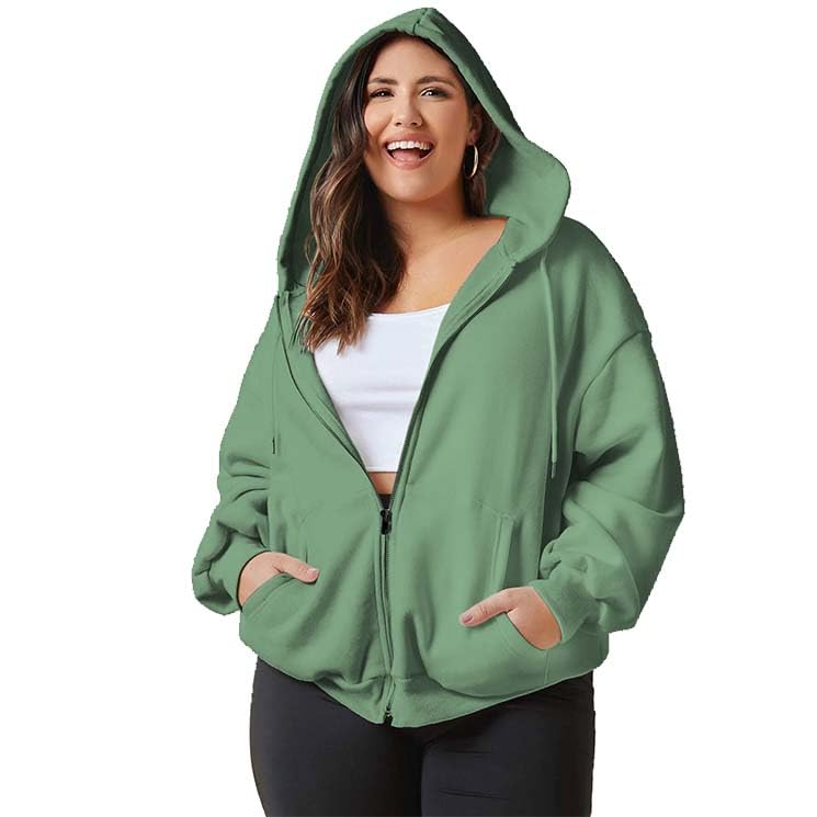 Women's Solid Zip Up Hoodie Sweatshirt with Hood, Full Sleeves, Soft Cotton Fabric, Loose Fit Casual Pullover Top for College, Travel, Weekend Outings and Street Style Fashion-image-44
