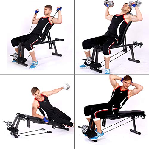Lanyun Weight Bench Adjustable, Weight Bench Utility Weight Bench for Full Body Workout- Multi-Purpose Foldable Incline/Decline Bench with 2 Elastic Ropes for Home Gym,660Lbs Weight Capacity
