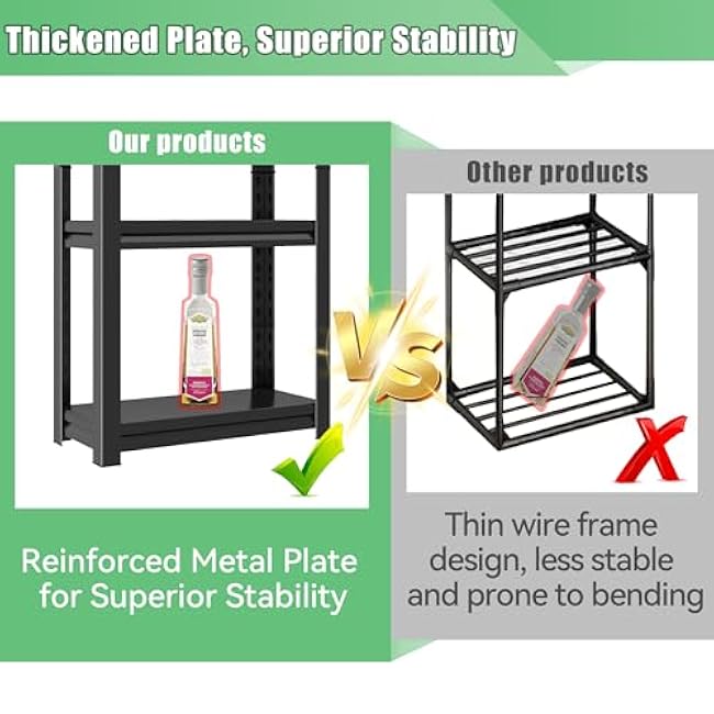 Kitchen Shelves,Metal Shelves for Kitchen Organizer and Storage,Easy Assembly,5-Tier Heavy Duty Adjustable Shelving for Pantry,Living Room and Bedroom,13.8 D x23.6 W x 59.2 H,Black