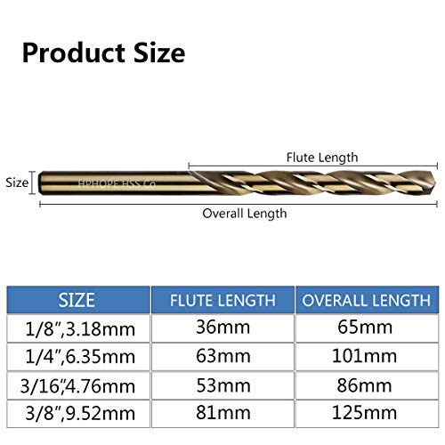 1/8 Inch Cobalt Drill Bits(10Pcs), Hphope M35 Hss Metal Twist Drill Bits Set, Jobber Drill Bits Length And Straight Shank, Suitable For Drilling In Hard Metal, Stainless Steel, Cast Iron #TOP2