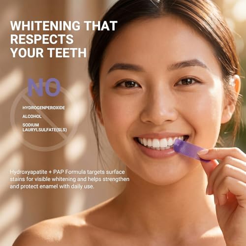 Image of Advanced Purple Teeth Whitening Strips, 28-Day Premium Color Correcting System, Peroxide-Free & Enamel-Safe Tooth Whitener for Sensitive Teeth, Luxury At-Home Smile Care (2 Boxes)
