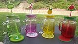Top Mason Jar | 4 Pcs 15 Oz Gorgeous Old Fashioned Drinking Mug Jar Set with Glass Handle Colorful S