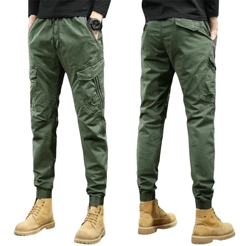 Pantalon cargo homme classique multi-poches stretch tendance coupe droite