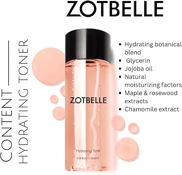 ZOTBELLE Hydrating Toner Softens, Soothes, Conditions, Refines, Nourishes, Stimulates Cell Renewal and Removes Residual Impurities as it Tones.