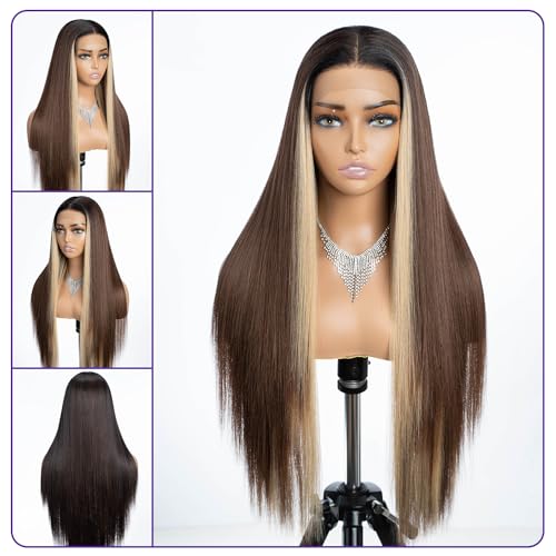 Joedir 13x4 Straight Lace Frontal Wigs for Black Women Synthetic Light Yaki Straight Glueless Wigs with Pre-plucked Baby Hairs - Image 4