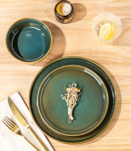 Image of GBHOME Dinnerware Sets for 4, 12 Pieces Ceramic Plates and Bowls Set