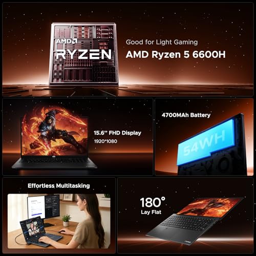 Image of NIMO 15.6 inch FHD IPS Gaming Laptop, AMD Ryzen 5 6600H (Up to 4.5GHz, Beat i7-1165G7) 16GB DDR5 RAM 1TB PCIe 4.0 SSD, AMD Radeon 660M GPU, 100W PD Fast Charging, Fingerprint for Student & Business