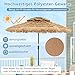 COSTWAY Sonnenschirm Hawaii 300 cm, Strohschirm mit LED-Solar-Beleuchtung und Doppeldach, Gartenschirm Stroh, Strandschirm neigbar, Marktschirm, Terrassenschirm für Garten, Balkon, Terrasse