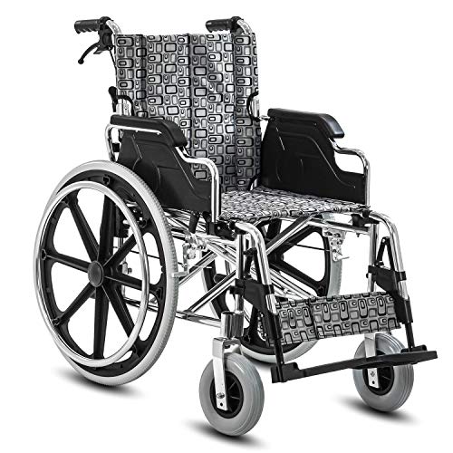 Image of KosmoCare Elegant Plus Premium Lightweight Foldable Aluminium Wheelchair - Color Silver
