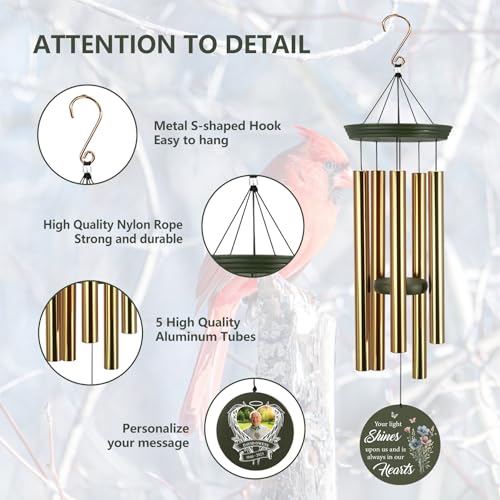 Image of ASTARIN Personalized Wind Chimes in Memory of a Loved One, Bereavement Gifts for Loss of Father, Memorial Gifts Sympathy Deep Tone Wind Chimes for Outdoor, 30 /36 inch Garden Decor(Produced in Texas)